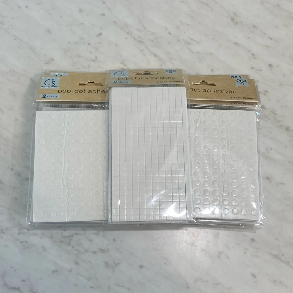 NEW Foam Pop Dot Adhesive White Circles and Squares 9 Packages